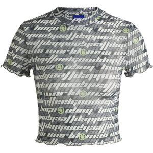 Top van stretchmesh met logoprint