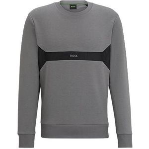 Regular-fit sweater met logoprint in een materiaalmix