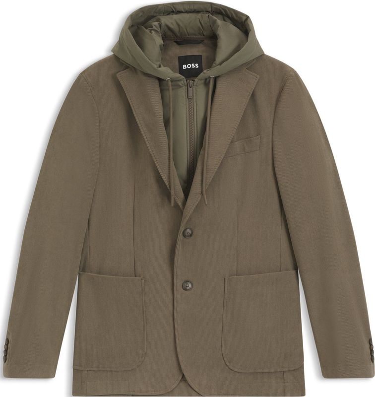 BOSS - Slim-fit Colbert - Met Geïntegreerde Hoodie - Corduroy