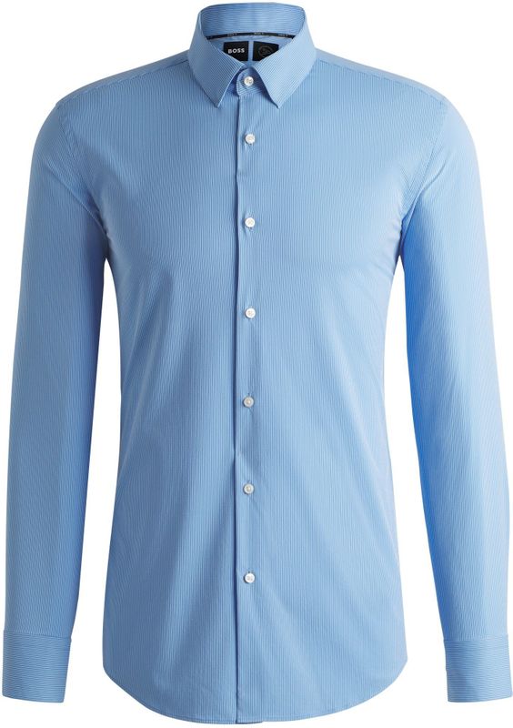 BOSS - Slim-fit Overhemd - Gestreept - Hoogwaardig Stretchmateriaal