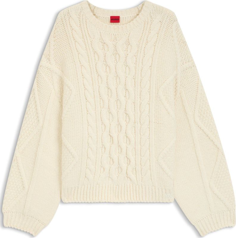 HUGO - SAICOS - Oversized Gebreide Pullover - Effen - Kabelpatroon