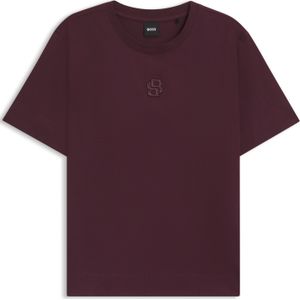 BOSS - T-shirt - Gemerceriseerde Katoen - Met Double B-monogram - Met Strassteentjes