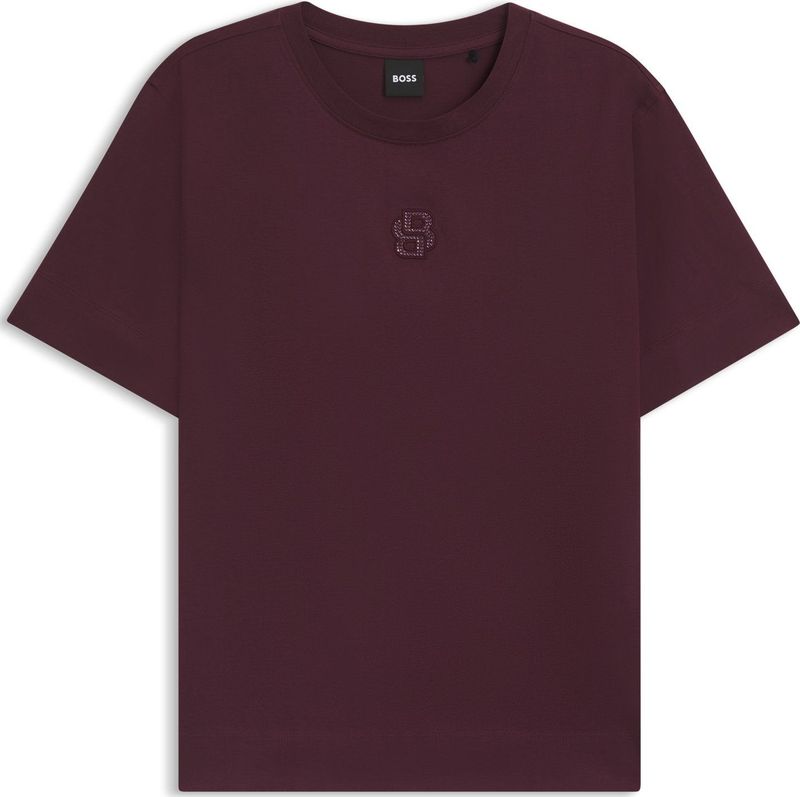 BOSS - T-shirt - Gemerceriseerde Katoen - Met Double B-monogram - Met Strassteentjes