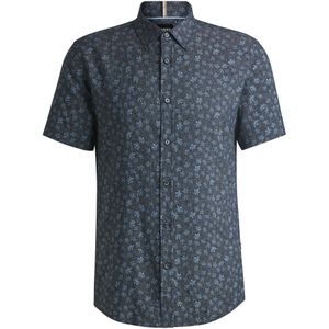 Slim-fit overhemd van stretchlinnen met bloemenprint