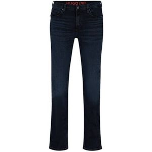 Slim-fit jeans van blauw-zwart stretchdenim