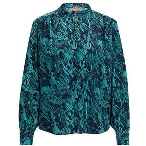 Regular-fit blouse van zijde met een digitale print