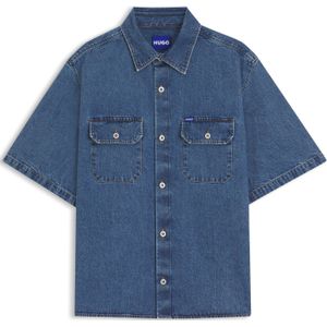 Navy Overhemd - Korte Mouwen - Normale Kraag - Borstzakken