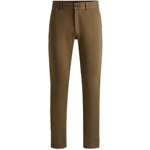 Slim-fit chino van katoensatijn met stretch