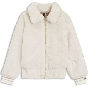 Kinderjas van imitatiebont met gestreepte boorden