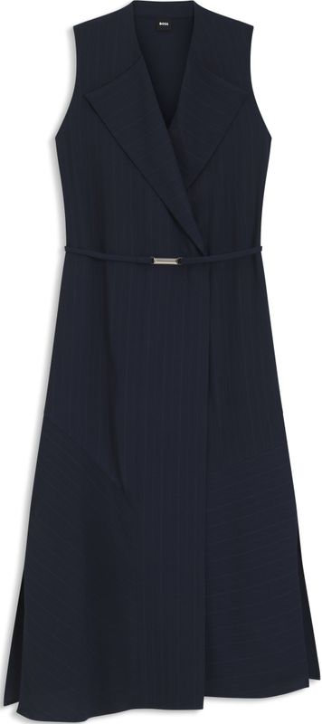 BOSS - Jerseyjurk - Krijtstrepen - Mouwloos - Overslag met Knopen