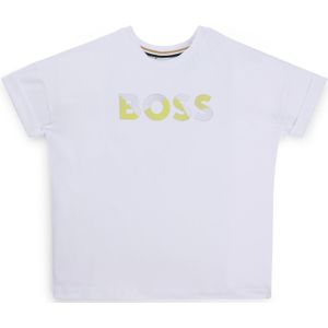 T-shirt voor kinderen van stretchkatoen met glanzende logoprint