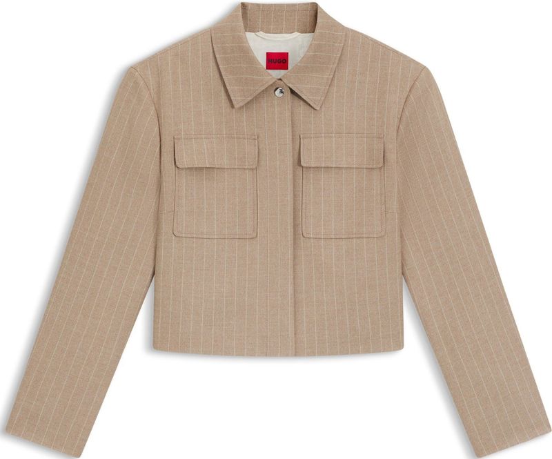 Hugo - Alero 10272052 01 - Jas - Krijtstreepflanel - Boxy Cropped Model