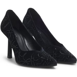 Fluwelen pumps versierd met strassteentjes