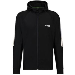 BOSS x MATTEO BERRETTINI Regular-fit hoodie met rits en kenmerkend gestreept artwork