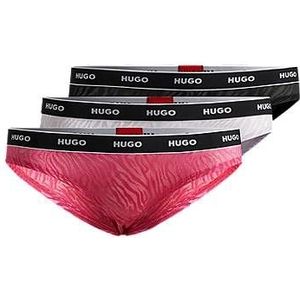 Three-pack of animal-pattern lace briefs with logos