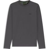 T-shirt met lange mouwen van stretchkatoen met contrastlogo