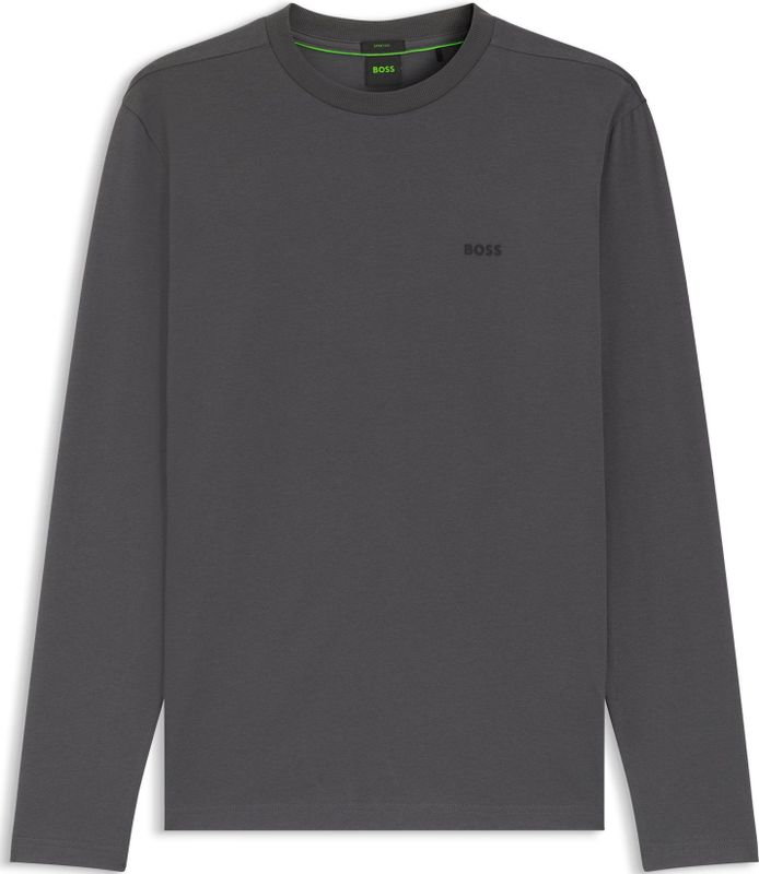 T-shirt met lange mouwen van stretchkatoen met contrastlogo