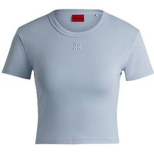 Korter slim-fit T-shirt van een katoenmix met tweedelig logo