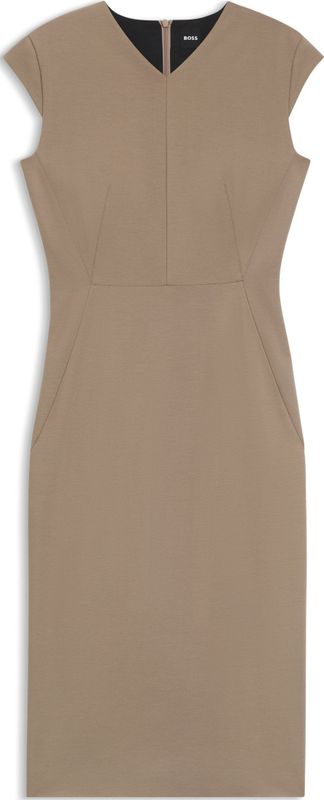 BOSS - Slim-fit Jurk - Stretchmateriaal - Met Kapmouwen