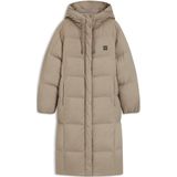 Lange donsjas met capuchon en tweedelige logoprint