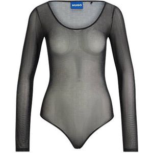 Slim-fit bodysuit van mesh met logo’s