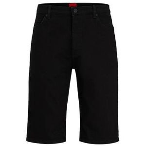 Tapered-fit shorts van zwart denim in peper-en-zoutlook