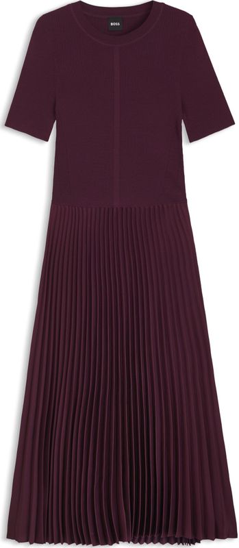 BOSS - FADRIDI - Midi-jurk - Nauwsluitend - Effen - Korte Mouwen