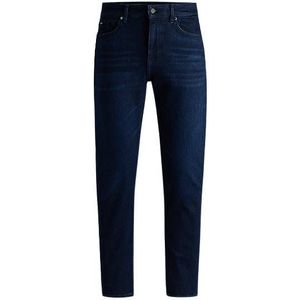 Regular-fit jeans van superzacht donkerblauw denim