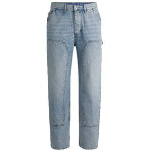 Baggy-fit jeans van katoendenim met dubbellaagse knie