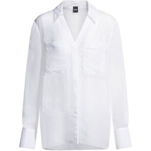 BOSS - Blouse - Wit - Linnen - Duurzaam Gemaakt