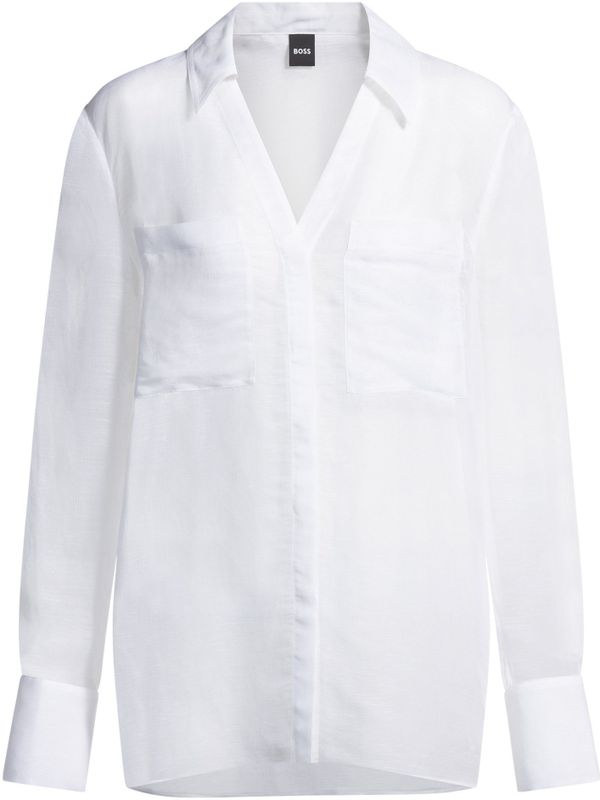 BOSS - Blouse - Wit - Linnen - Duurzaam Gemaakt