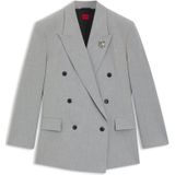 Relaxed-fit blazer met bloemenbroche van email