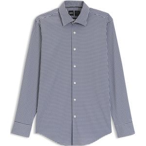 Slim-fit overhemd van geruite hoogwaardige stretchpopeline