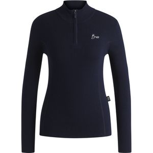 Ruitertrui met ritskraag en geribde structuur