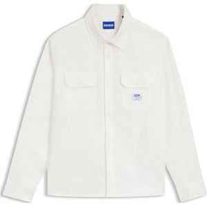 HUGO - Overhemd - Katoenen Twill - Blauw - Logolabel