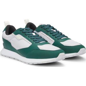 Sneakers van gemengde materialen met logoaccenten