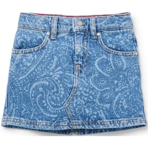 Minirok van stretchdenim met gelaserd paisleydessin voor kinderen