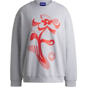 Oversized-fit sweater van katoenen badstof met grafische print