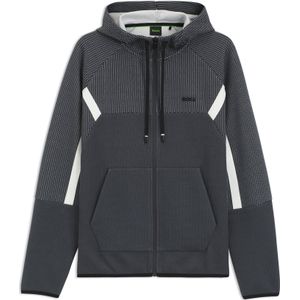 Regular-fit hoodie met rits van doorgestikte jacquardstof