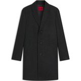 HUGO Menswear - Regular-fit Mantel - Cavalerie-keperstof - Gemengd met Wol en Katoen