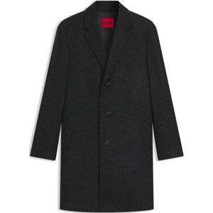 HUGO Menswear - Regular-fit Mantel - Cavalerie-keperstof - Gemengd met Wol en Katoen