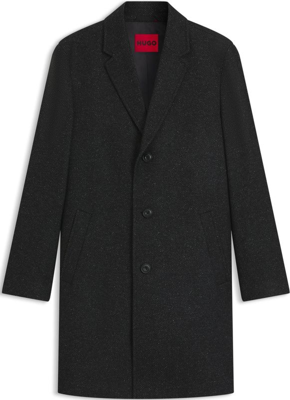HUGO Menswear - Regular-fit Mantel - Cavalerie-keperstof - Gemengd met Wol en Katoen