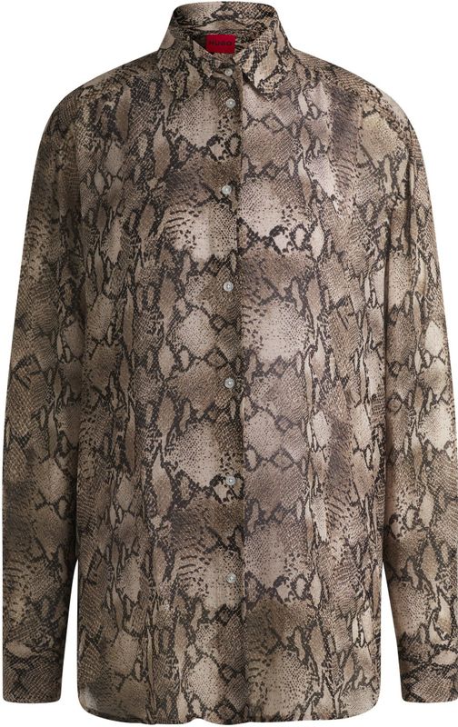 HUGO - Oversized-fit - Blouse - Pythonprint - Crêpe de Chine