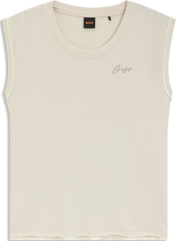 BOSS - Blousetop - Zacht Katoen - Gelaagd Effect - Kristallen Logo