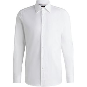 Slim-fit overhemd van gestructureerde Italiaanse stretchkatoen
