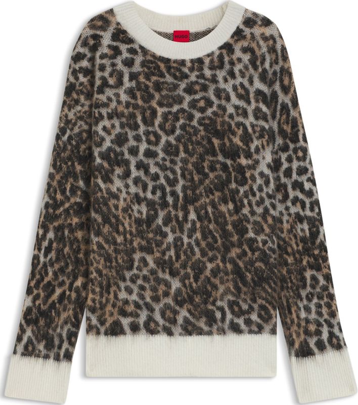 HUGO - Seratu 10274086 01 - Trui - Luipaardjacquard - Oversized Pasvorm