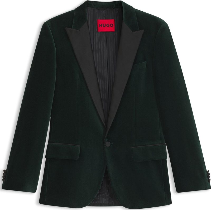 HUGO - Henry254E1X - Smoking - Effen - Slim Fit - Puur Katoenfluweel