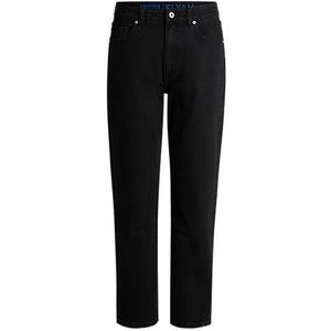 Straight-fit jeans van zwart stretchdenim