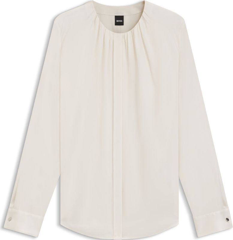 BOSS - Kraagloze Blouse - Stretchzijde - Regular-fit