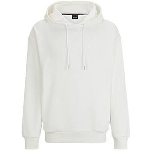 Regular-fit hoodie van katoenen boucléstof met geribde boorden